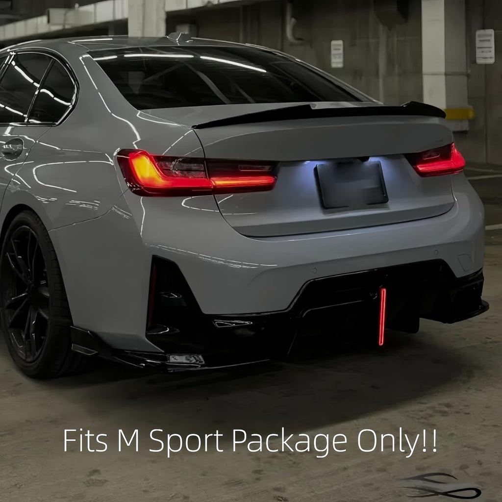Rear Diffuser Fit for BMW 3 Series G20 330i/M340i LCI 2023-2024 Sedan 4-Door Gloss Black Rear Lower Diffuser with LED Light Automotive Exterior Accessories ABS 3PC Body Kit