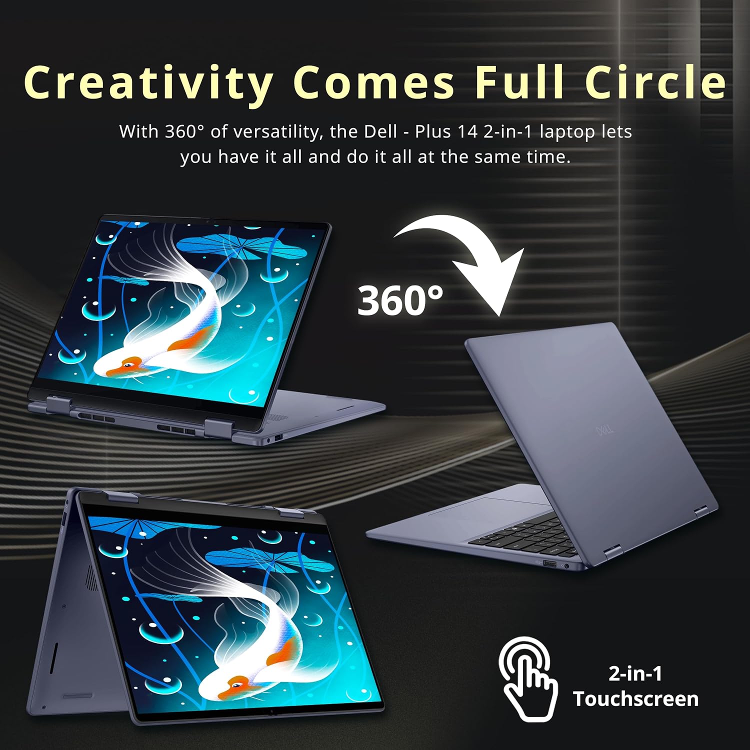 Dell 14' WUXGA 2-in-1 Touchscreen Laptop, AMD Ryzen AI 7 350, 16GB RAM, 5TB Storage (4TB SSD+1TB Docking Station Set), AMD Radeon 860M, Copilot+ PC, Backlit Keyboard, Fingerprint Reader, Win 11, Blue