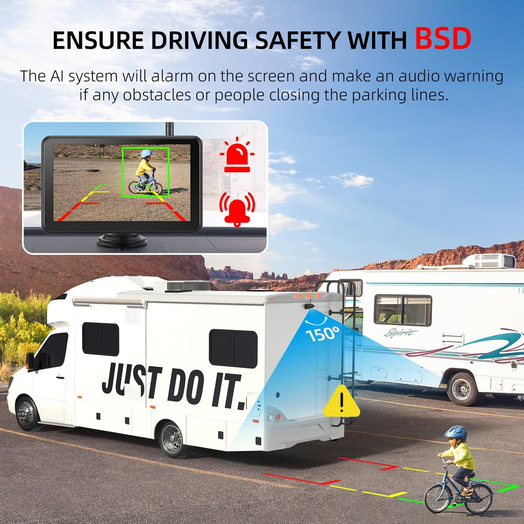 eRapta Magnetic Solar Wireless Backup Camera: HD1080P 7' Touchscreen Portable with DVR, BSD, 1-Min Install-Free IR Night Vision Hitch Backup Camera for Trailer/Truck/Small RV/Camper/Tractor-AWTCM701