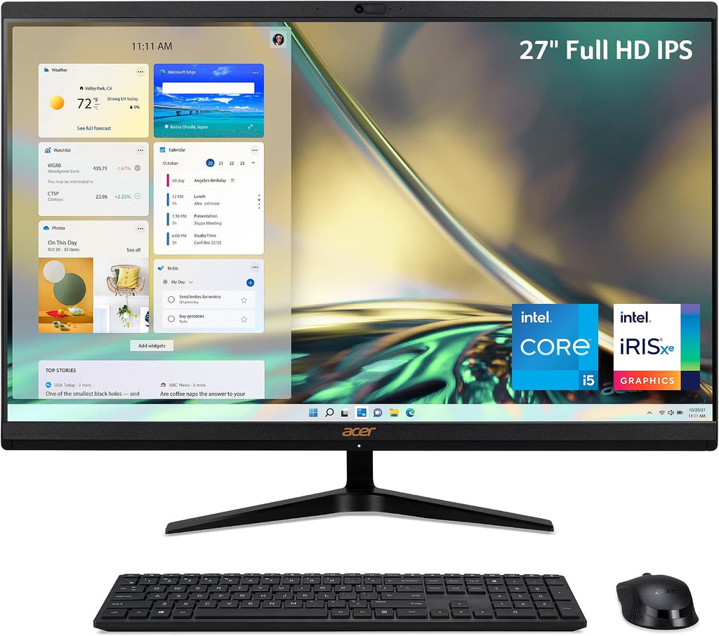 acer Aspire C27-1700-UA91 AIO Desktop | 27' Full HD IPS Display | 12th Gen Intel Core i5-1235U | Intel Iris Xe Graphics | 16GB DDR4 | 512GB NVMe M.2 SSD | Wi-Fi 6 | Copilot Enabled | Windows 11 Home