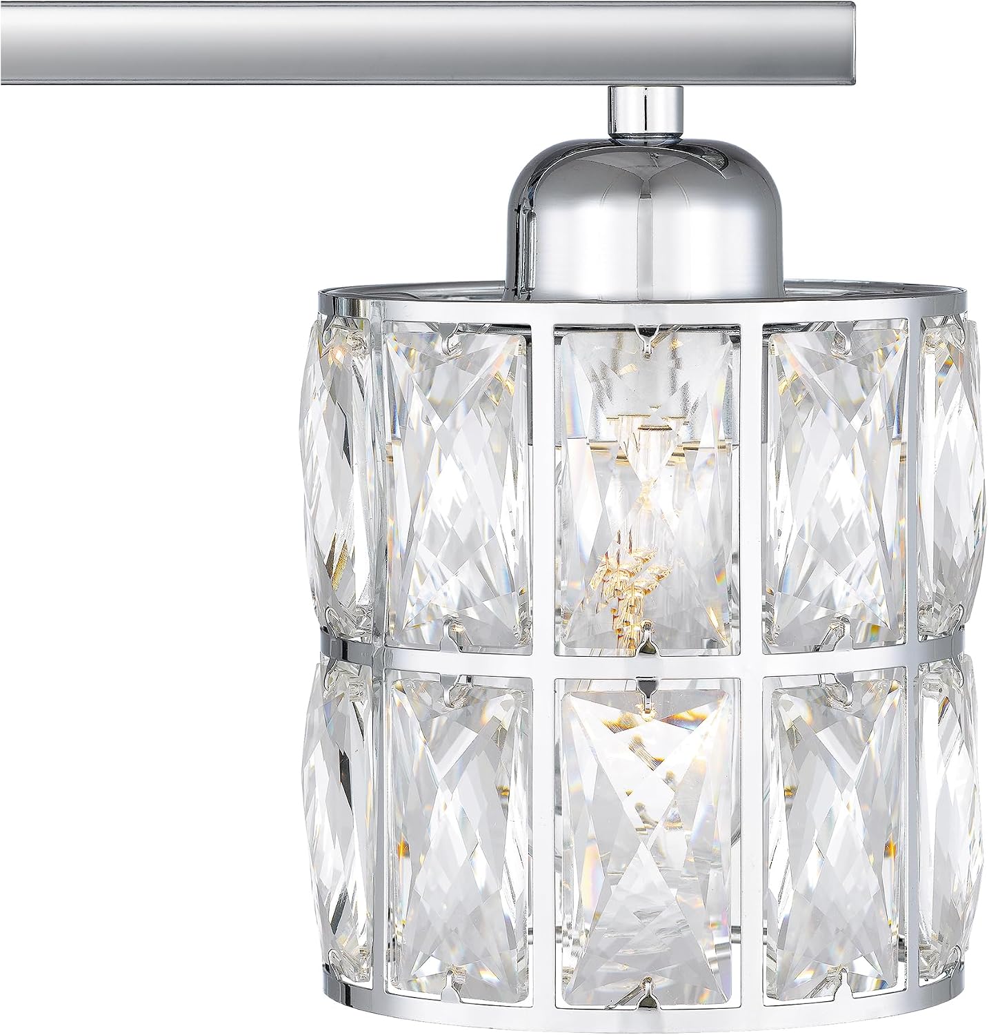 Quoizel Gibson Bath Vanity Lights, 30 Inch 4-Light Polished Chrome Bathroom Lighting Fixtures Over Mirror, Clear Beveled Crystal Shade, Contemporary Wall Mount Light for Bathrooms, Kitchen or Hallway