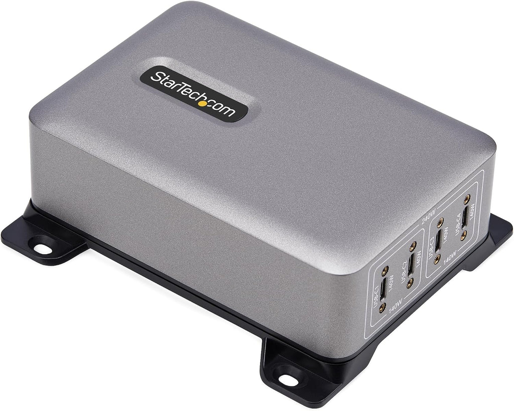 StarTech.com 4-Port USB-C Charging Station, 240W GaN Charger Block for MacBook Pro/Air, iPhone 16/15/Pro, iPad Pro, Dell XPS, Pixel and More