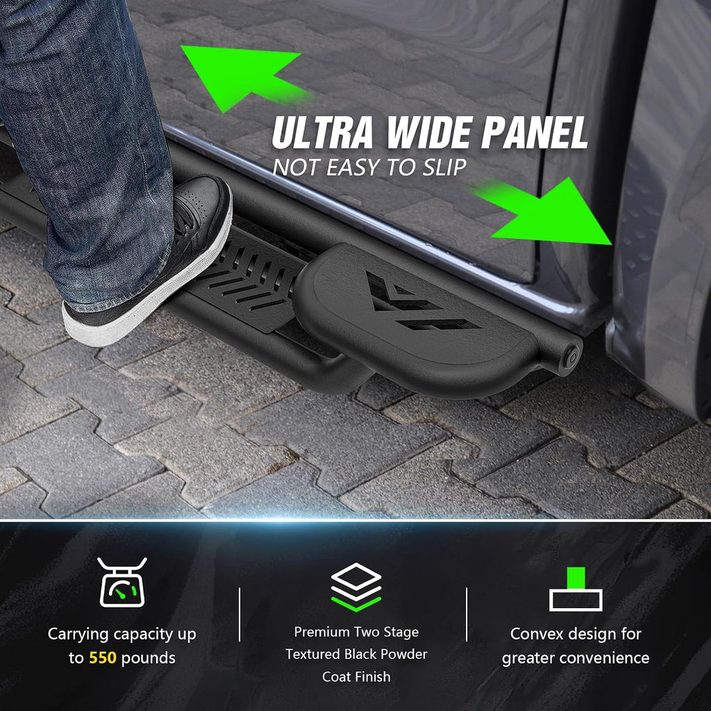 YZONA Two Raised Steps Double Cab Running Boards Compatible with 2007-2018 Chevrolet Silverado & GMC Sierra 1500, 2007-2019 Chevy Silverado & GMC Sierra 2500 3500 HD Extended Cab Side Step Nerf Bar