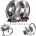 Detroit Axle - Front Wheel Bearing Hubs Brake Kit for 2009 2010 2011 Dodge Ram 1500, Wheel Bearing Hubs Brake Rotors Ceramic Brakes Pads Replacement : 13.23 inch Front Rotor
