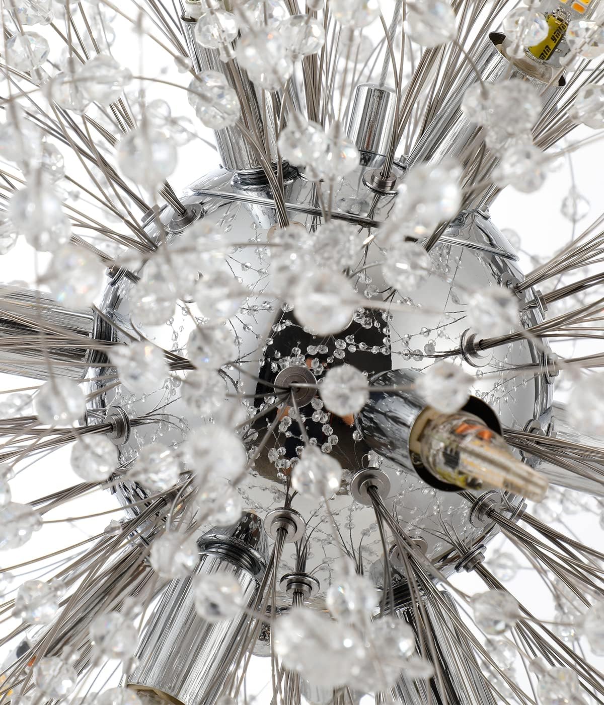 Crystal Chandeliers Dandelion, 16-Light Chrome Stainless Steel Firework Chandeliers for Living Room, 23.6' Modern Chandelier Light Fixture for Bedroom Foyer