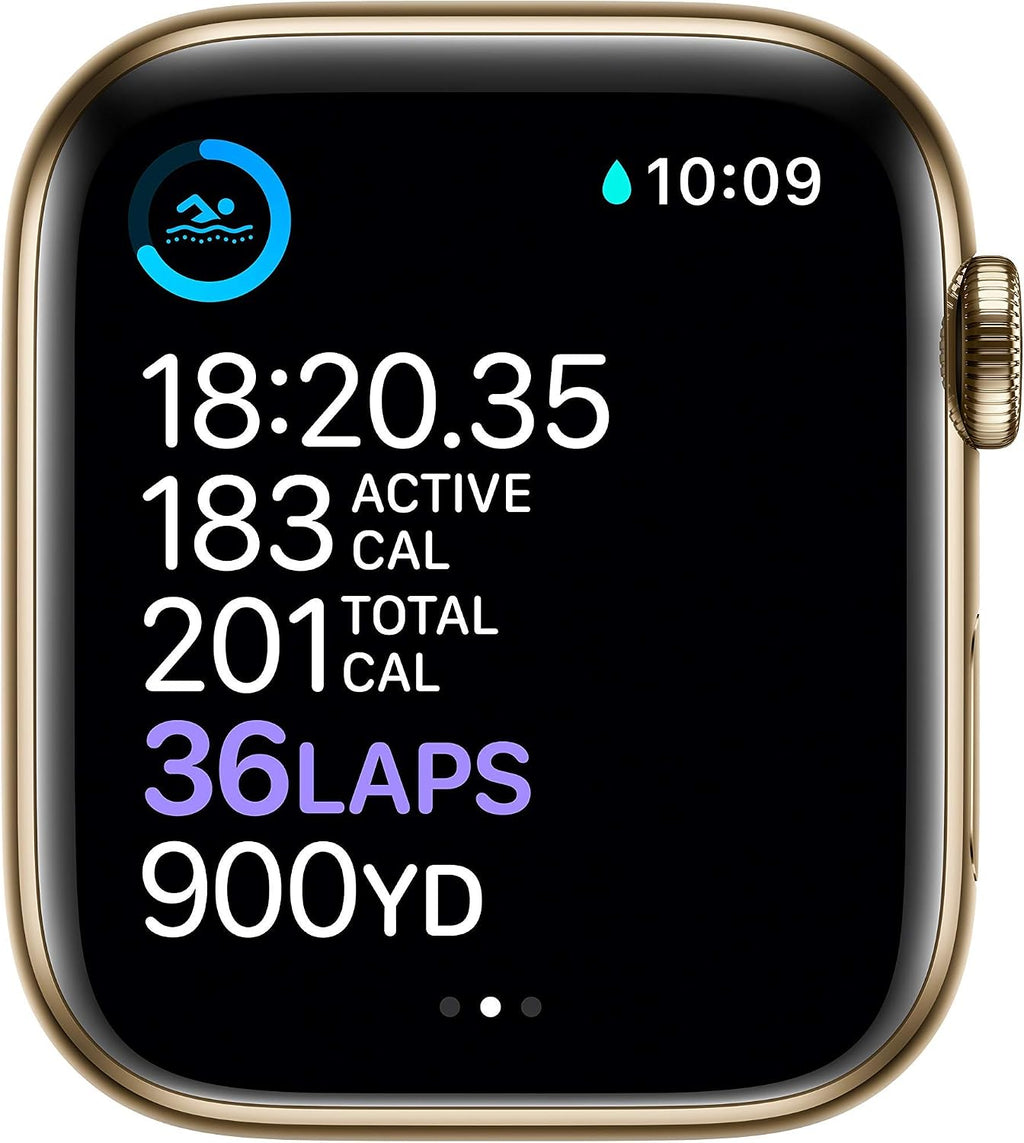 Apple Watch Series 6 (GPS + Cellular, 44mm) - Gold Stainless Steel Case with Cyprus Green Sport Band (Renewed)