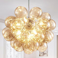 Longree Champagne Bubble Ball Chandelier, Dia 20 inch Blown Glass Cognac Glass Pendant Light Fixture for Bedroom Study Bathroom Foyer Entryway Lamp