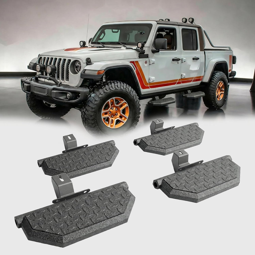 4PCS Running Boards Compatible with 2018-2026 Jeep Wrangler JL 4-Door & 2020-2026 Jeep Gladiator JT(4 Full Size Doors), 7.1' D Side Steps, Heavy-Duty Steel Carbon Steel Nerf Bars