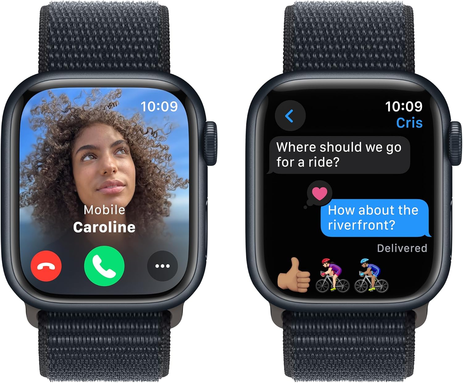 Apple Watch Series 9 [GPS, 41mm] - Midnight Aluminum Case with Midnight Sport Loop, One Size (Renewed)