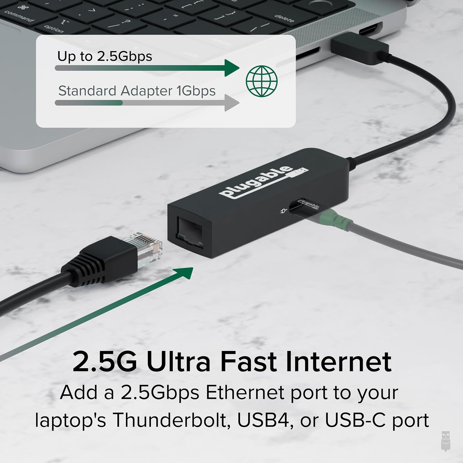 Plugable USB C Portable Monitor and USB C to Ethernet Adapter Bundle: 15.6' Monitor with 100W Charging, 3X USB-C 10Gbps, Protective Case/Stand, and 2.5Gbps Type C Ethernet Adapter