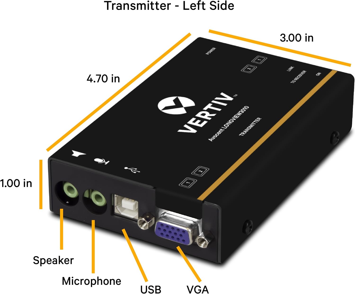 Vertiv Avocent LV 3010P KVM Extender Kit with Receiver & Transmitter, VGA, Single Monitor, Extend up to 300 m. / 1,000 ft. (3010P) (LV3010P)