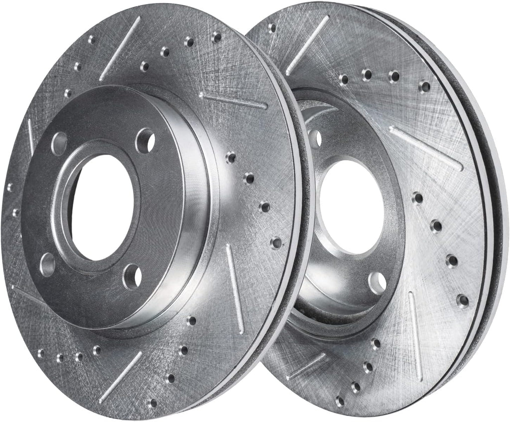 Detroit Axle - Brake Rotors for 2018-2022 Ford Ecosport, Drilled and Slotted Disc Brake Rotors 2019 2020 2021 Replacement: 11.81' inch Front and 10.67' inch Rear