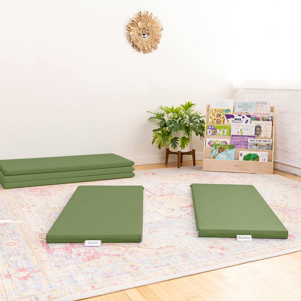 ECR4Kids SoftZone Rainbow Rest Mat, 2in, Sleeping Pad, Hunter Green, 5-Piece