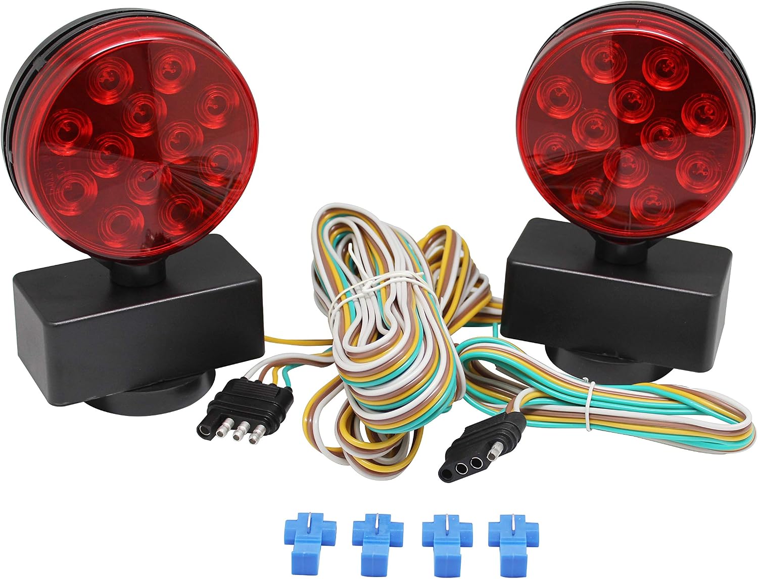 MAXXHAUL 50015 12V Magnetic LED Towing Lights With Magnetic Base - DOT Compliant, Pack of 6