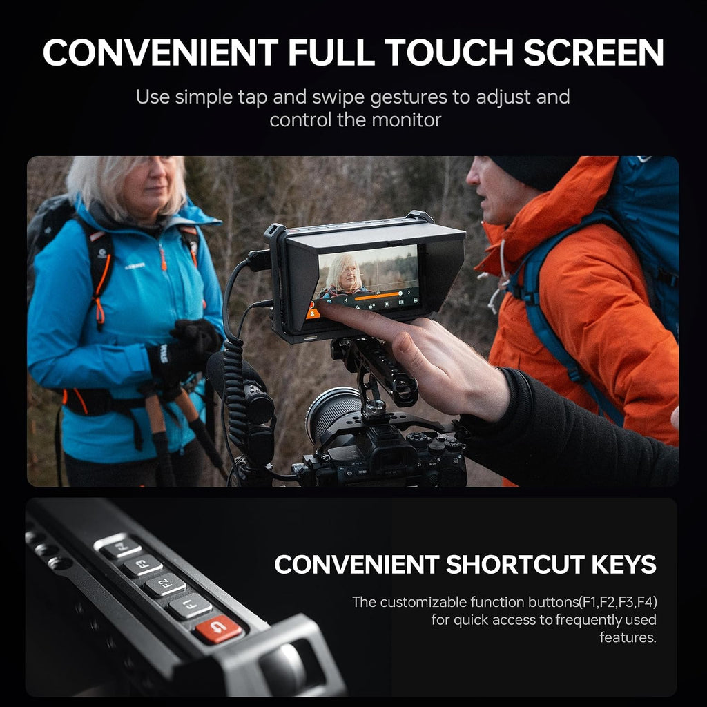 VILTROX DC-X3 Camera Field Monitor Kit with Rig Cage 2000 Nits Touchscreen Camera Monitor with SDI/4K HDMI in/Out, 6' Full HD 1920x1080 IPS, 3D LUTs Peaking Focus Assist, Sunshade Hood, Battery