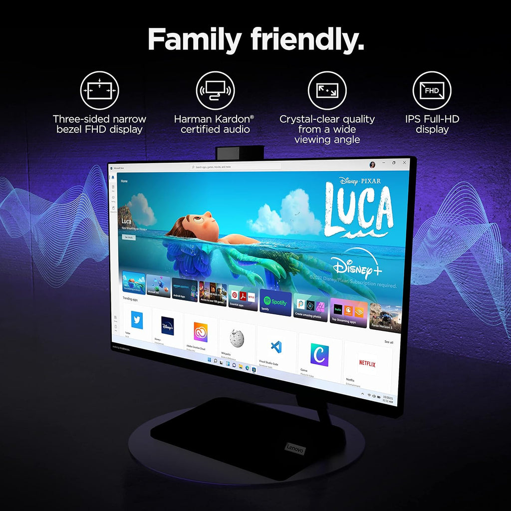 Lenovo IdeaCentre AIO 3i - 2022 - All-in-One Desktop - 27' FHD Touch Display - 5MP Camera - Windows 11 Home - 8GB Memory - 512GB Storage - Intel Core i5-1240P - Black - Mouse & Keyboard Included