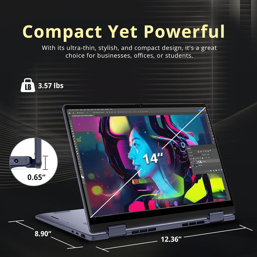 Dell 14' WUXGA 2-in-1 Touchscreen Laptop, AMD Ryzen AI 7 350, 16GB RAM, 2TB Storage (1TB SSD+1TB Docking Station Set), AMD Radeon 860M, Copilot+ PC, Backlit Keyboard, Fingerprint Reader, Win 11, Blue