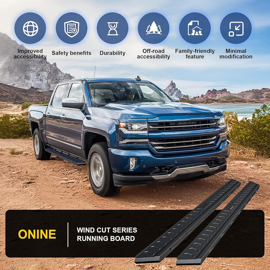 ONINE 7' Running Boards Custom Fit 2015-2026 Chevy Colorado/GMC Canyon Crew Cab Side Steps Nerf Bars,Textrued Black