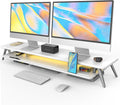 Fenge Dual Monitor Stand, Monitor Stands Riser for 2 Monitors, 42.5 Inch Monitor Stands Shelf with 12 Color LED Light for Office Desk