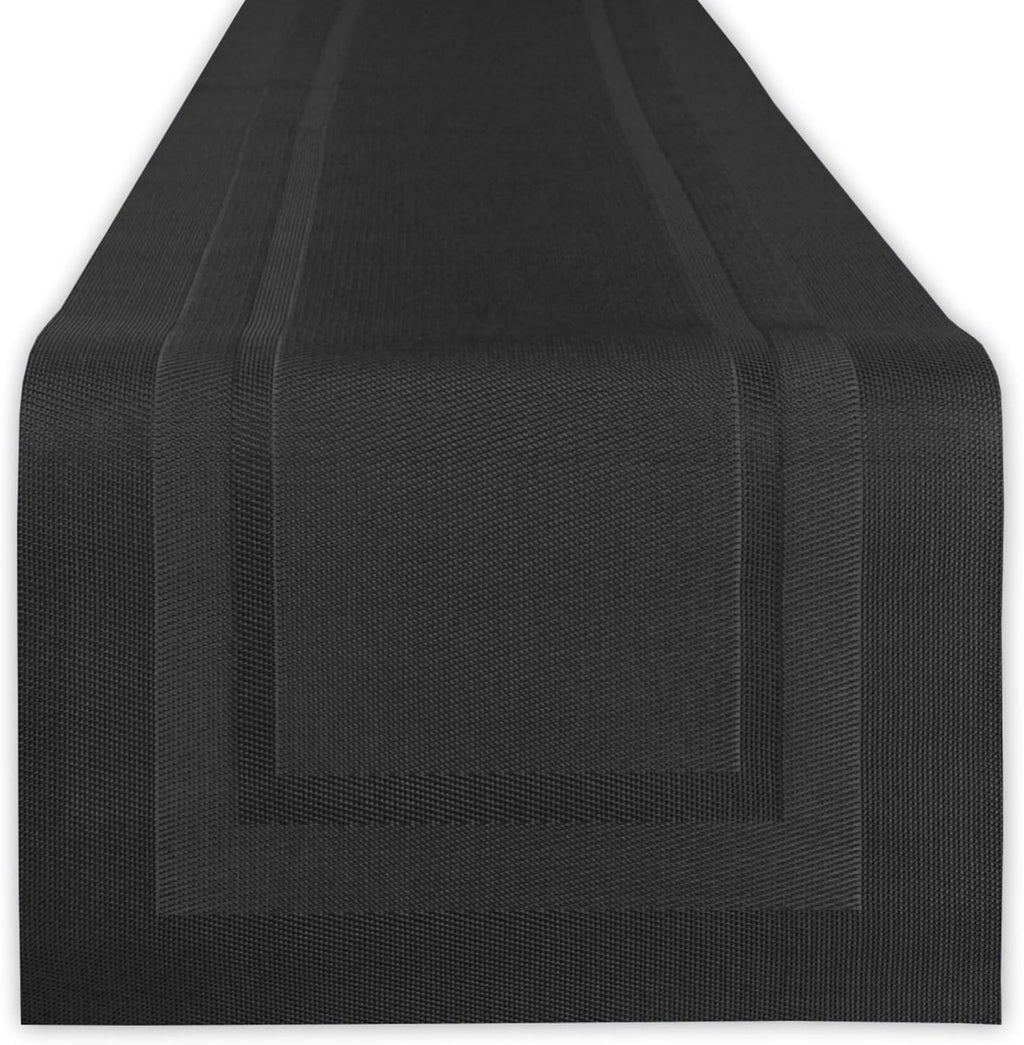 DII PVC Tabletop Collection Woven Indoor/Outdoor, Table Runner, 14x72, Black (Pack of 12)
