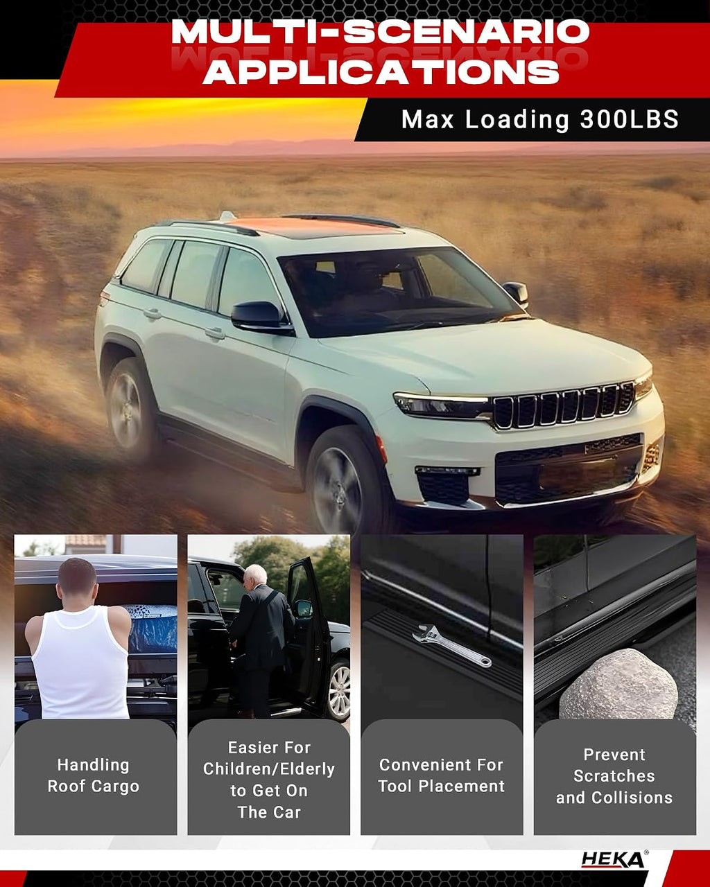 HEKA 4.13' Running Boards Fit for 2021-2026 Grand Cherokee L 3-Row Aluminum Alloy Anti-Corrosion Side Steps Nerf Bars 2 pcs