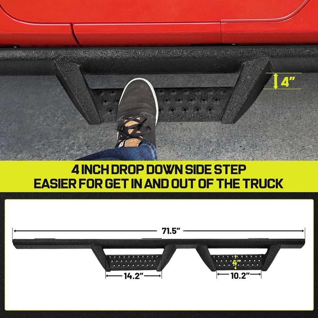 BINARY STAR Curve Design Running Boards Compatible with Vehicle 2018-2026 Jeep Wrangler JL 4 Door, Wrangler JL Nerf Bars Step Bars Made with Carbon Steel.Curved Rock Rail Style – No Gaps.