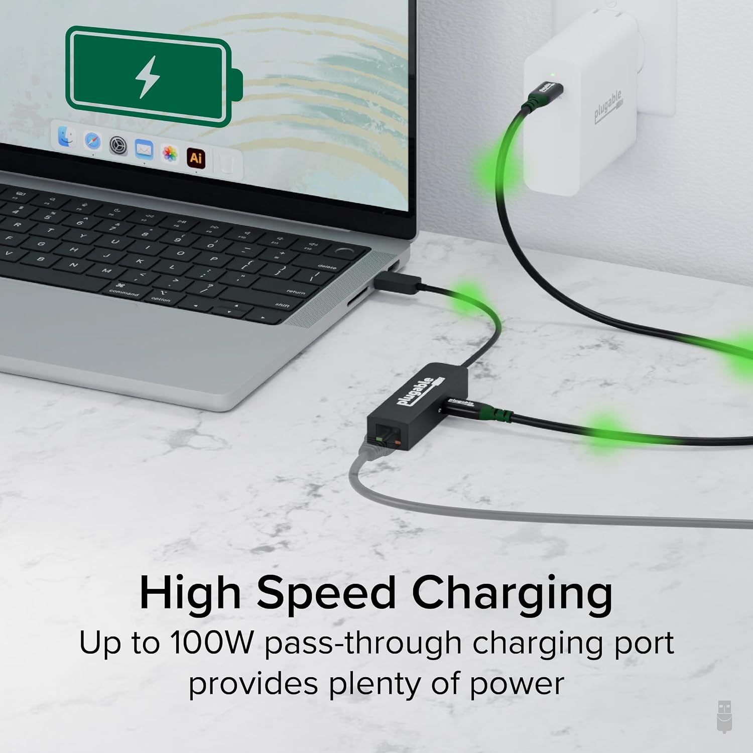 Plugable USB C Portable Monitor and USB C to Ethernet Adapter Bundle: 15.6' Monitor with 100W Charging, 3X USB-C 10Gbps, Protective Case/Stand, and 2.5Gbps Type C Ethernet Adapter