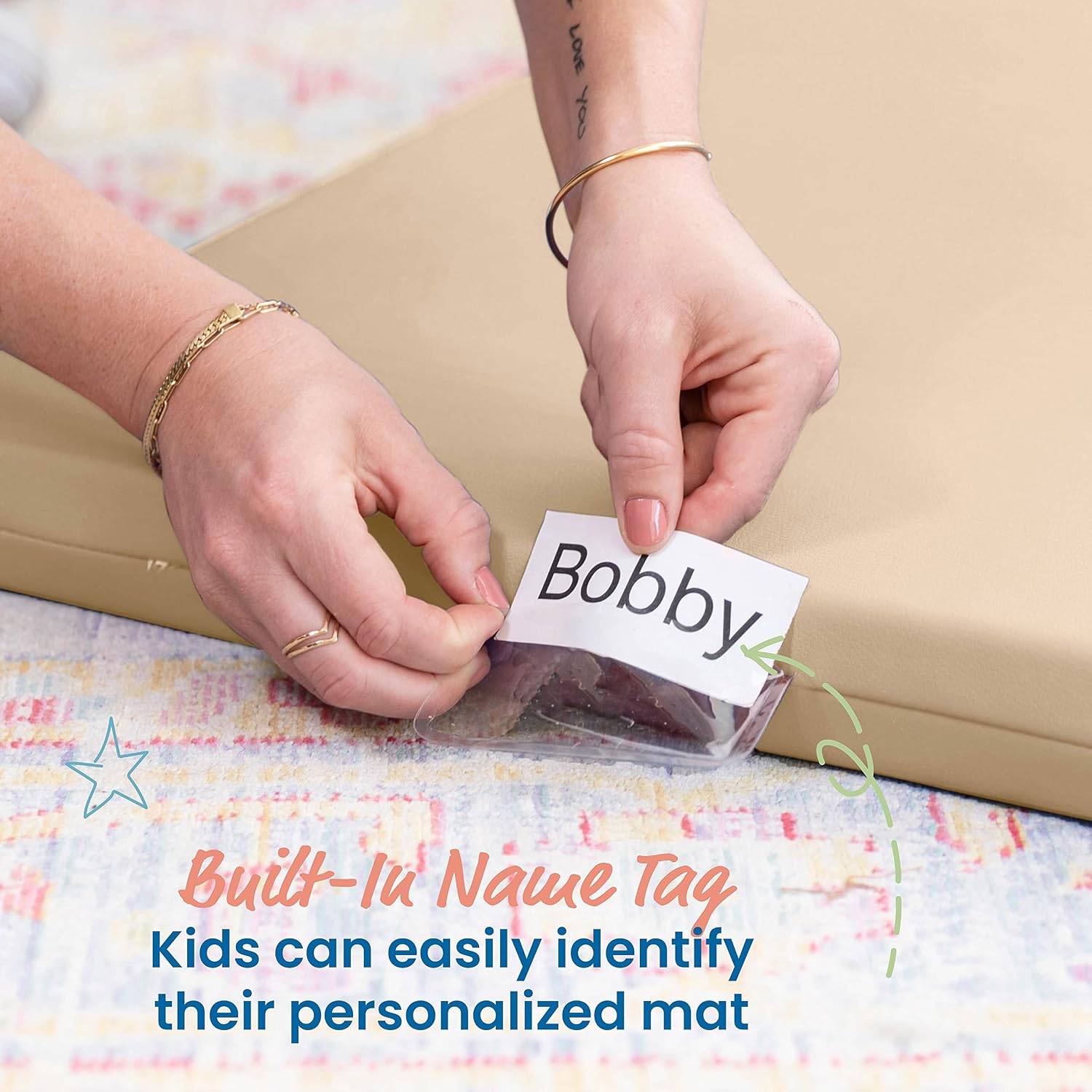 ECR4Kids SoftZone Rainbow Rest Mat, 2in, Sleeping Pad, Sand, 5-Piece