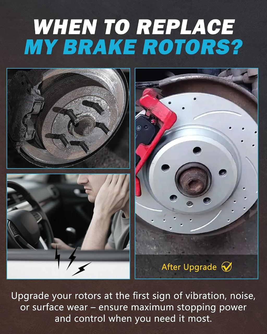 Brake Kit for 2006 2007 2009 2010 2011 Honda Civic, Brakes and Rotors Kit Front and Rear, Drilled and Slotted Replacement [10.3' Front & 10.24' Rear]