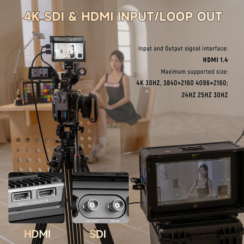 VILTROX DC-X3 2000 Nits SDI Camera Field Monitor, 4K HDMI 6 inch Touchscreen On Camera Monitor, 3D Lut 1920X1080 HD Focus Peaking Assist Full Waveform Video Field Monitor with Battery Sunshade Hood