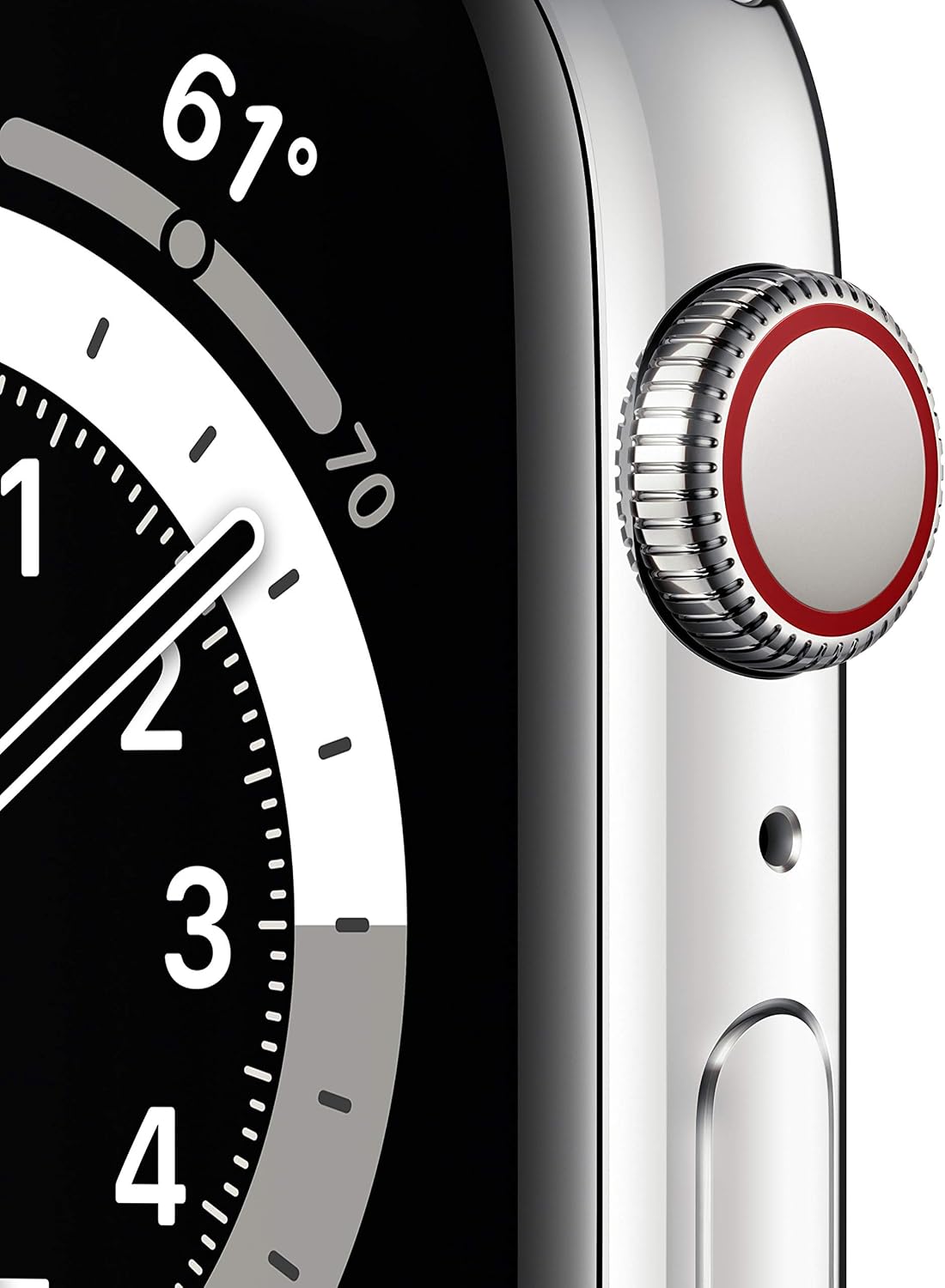 Apple Watch Series 6 (GPS + Cellular, 44mm) - Silver Stainless Steel Case with White Sport Band (Renewed)