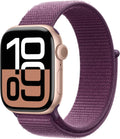 Apple Watch Series 10 [GPS + Cellular 42mm case] Smartwatch with Rose Gold Aluminium Case with Plum Sport Loop. Fitness Tracker, ECG App, Always-On Retina Display, Carbon Neutral (Renewed)