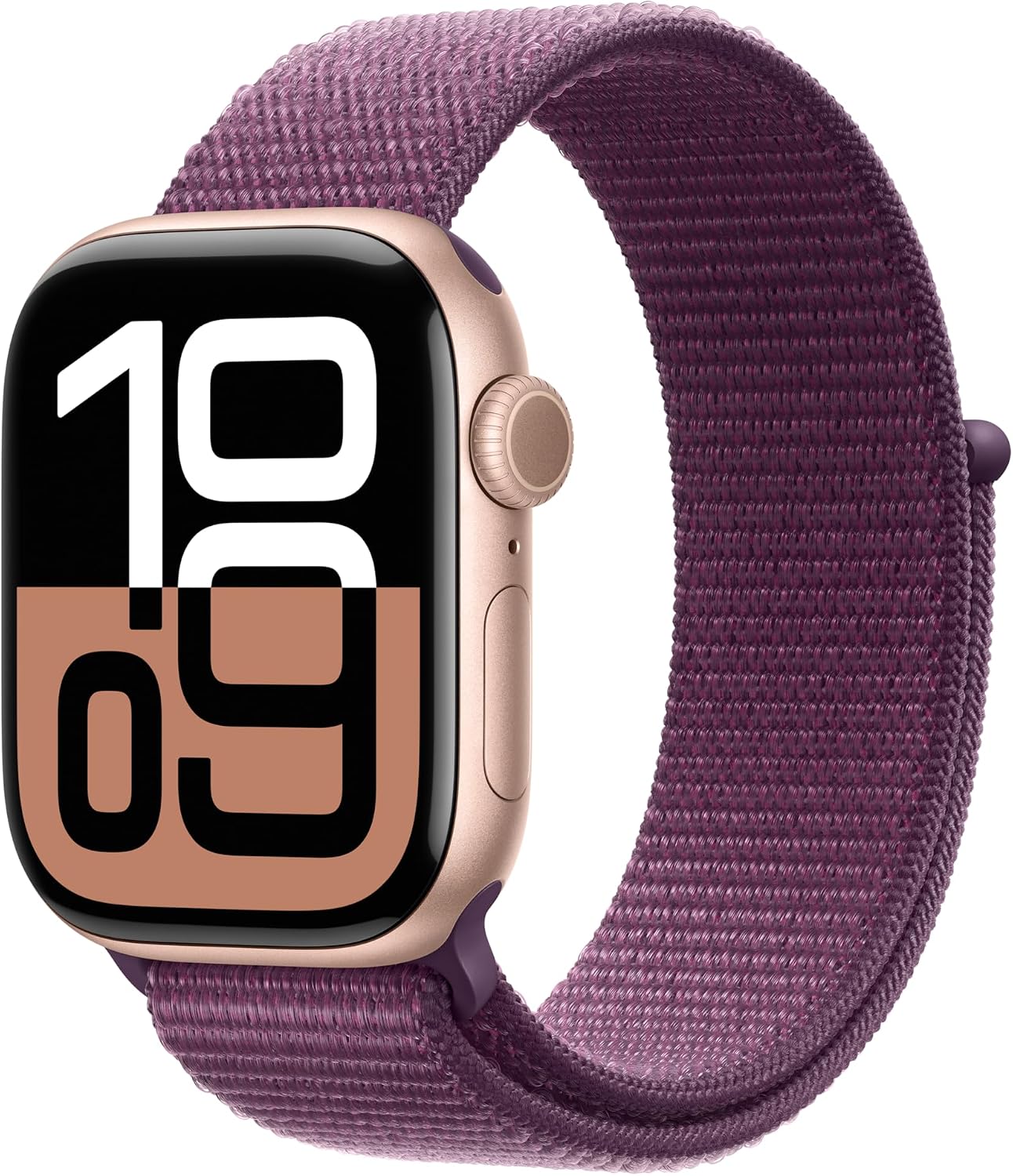Apple Watch Series 10 [GPS + Cellular 42mm case] Smartwatch with Rose Gold Aluminium Case with Plum Sport Loop. Fitness Tracker, ECG App, Always-On Retina Display, Carbon Neutral (Renewed)