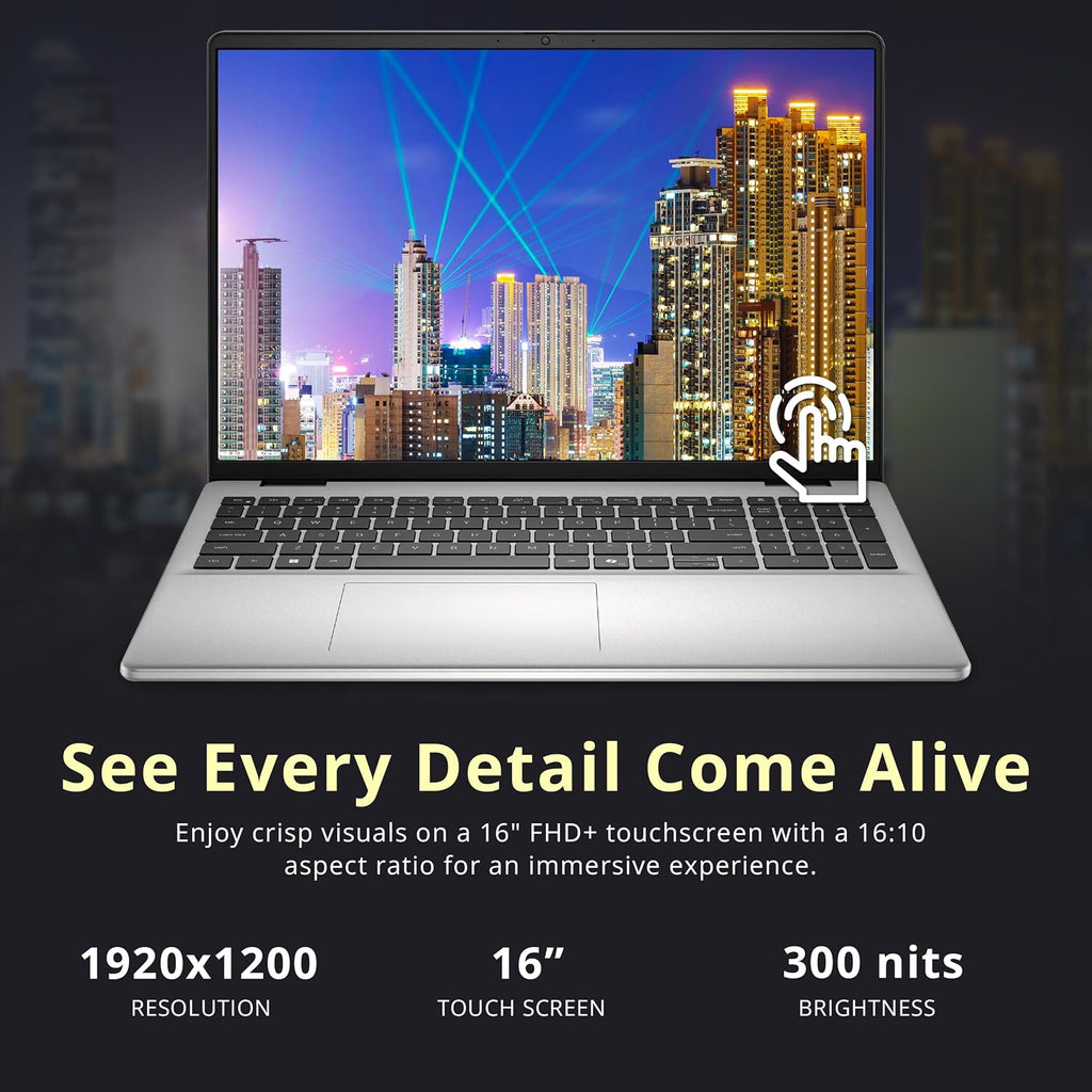 Dell 16″ FHD+ Touchscreen Laptop, Intel Core 7 150U, 64GB DDR5 RAM, 4.28TB Storage(4TB SSD + 288GB Docking Station Set), Wi-Fi 6E, Fingerprint reader, Backlit Keyboard, Windows 11 Pro, Platinum Silver
