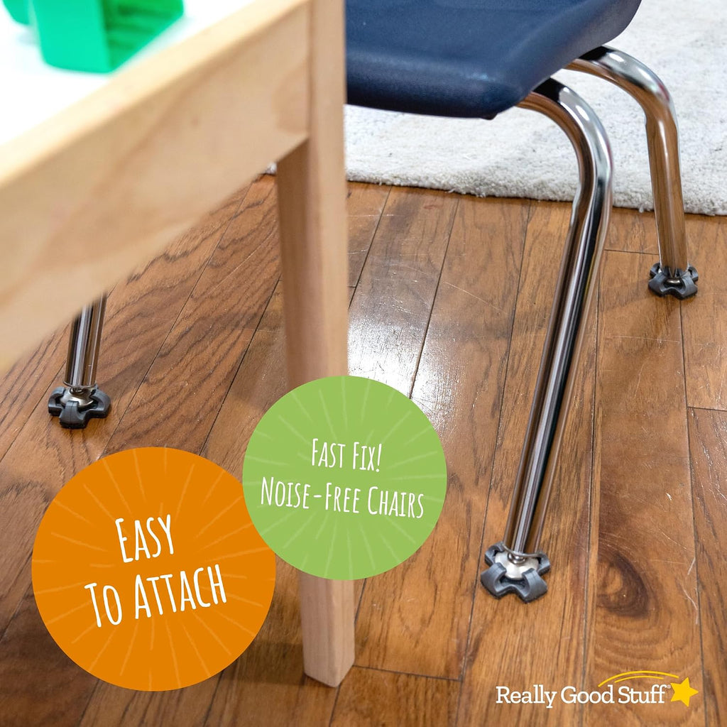 Really Good Stuff Fuzzy Feet Chair Glides - 144 Pieces | Felt Pads for Furniture Feet, Floor Protectors for Chairs, Non-Slip Leg Caps & Covers for Hardwood