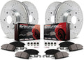 PowerStop Front and Rear Brake Kit for Honda Civic 2006-11 - Drilled and Slotted Disc Rotors with Carbon-Fiber Ceramic Brake Pads Replacement, K2440