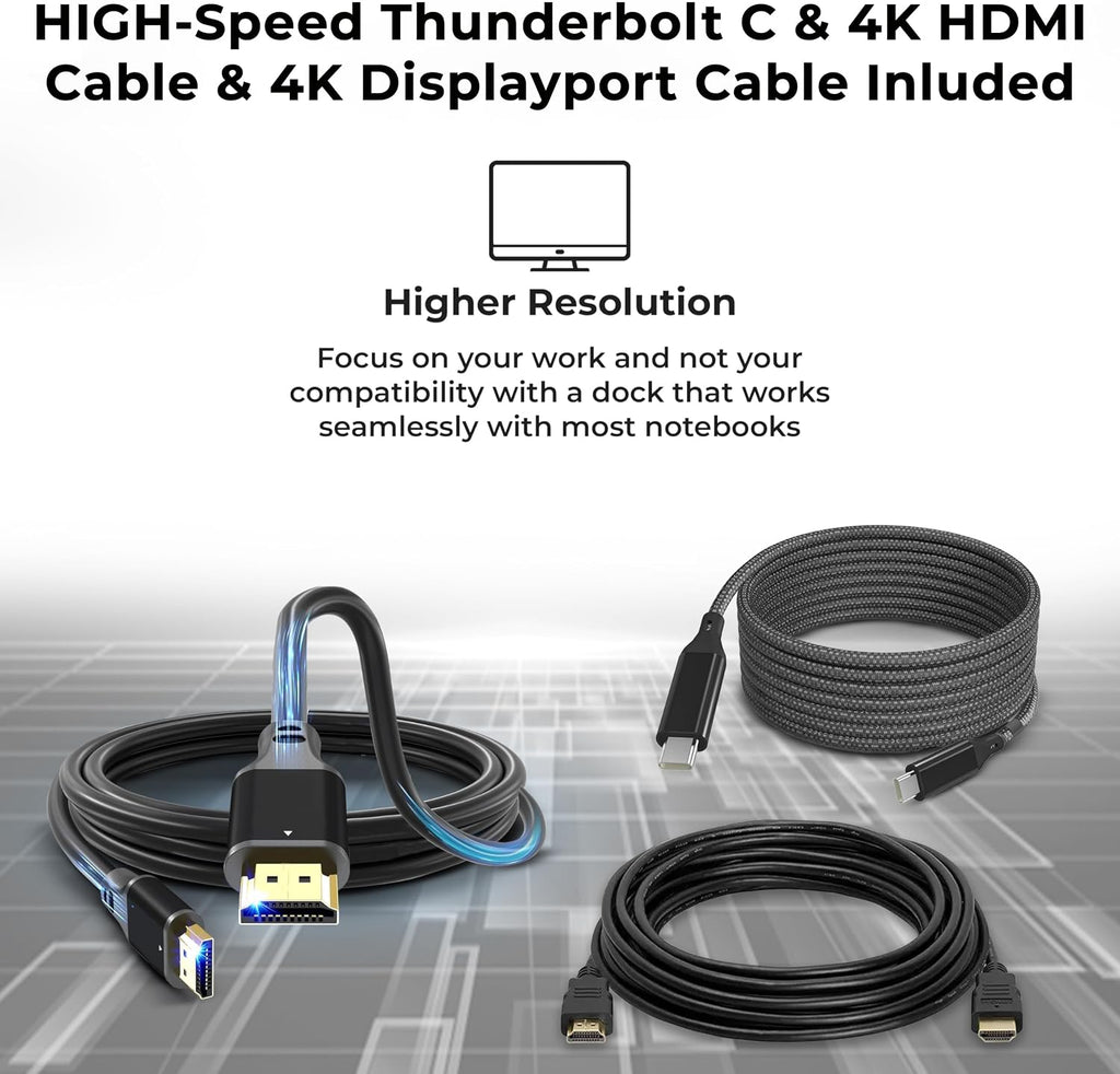 40B00135US Lenovo Thinkpad Docking Station USB C - 1 Year Warranty, Supports 4K Display, Thunderbolt 4 Dock with 135W Adapter, HDMI, DisplayPort, Thunderbolt Cables & Cloth - Lenovo Docking Station