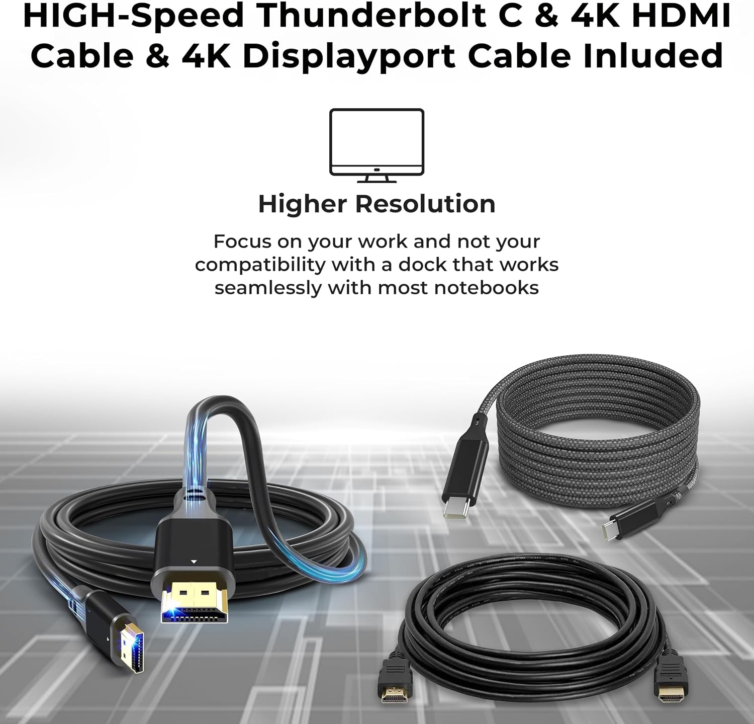 40B00135US Lenovo Thinkpad Docking Station USB C - 1 Year Warranty, Supports 4K Display, Thunderbolt 4 Dock with 135W Adapter, HDMI, DisplayPort, Thunderbolt Cables & Cloth - Lenovo Docking Station