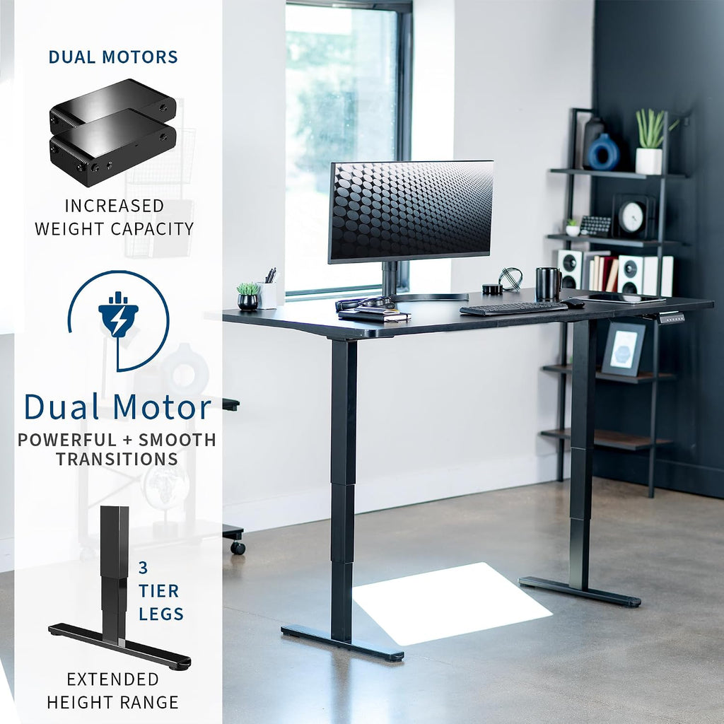 VIVO Electric 71 x 36 in Dual Motor Sit Stand Desk, Memory Height Adjustment, 2B Series, Black Top Black Frame, DESK-KIT-2B7B-36