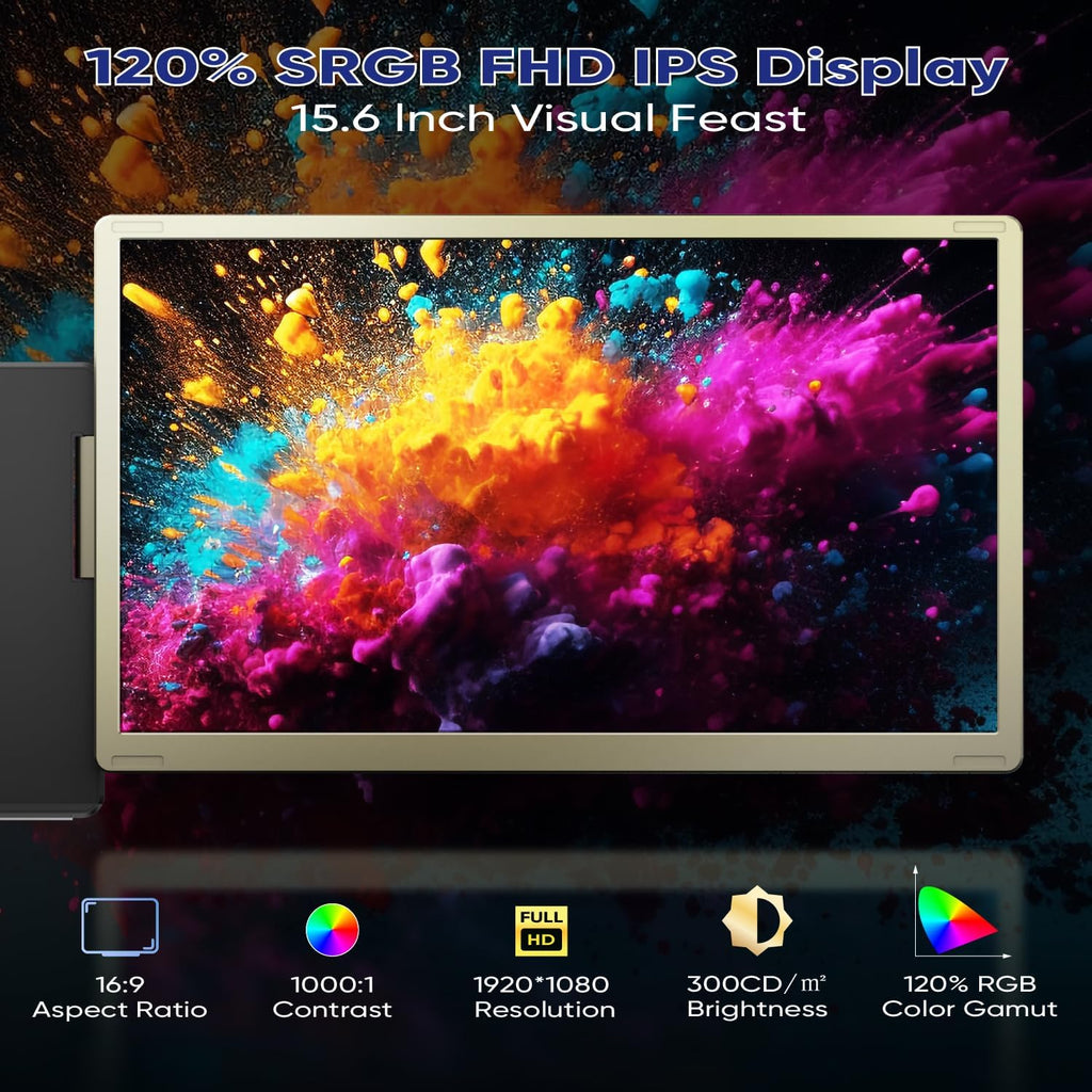 PAJEM S6 Dual Laptop Screen Extender, 15.6'' Triple Portable Monitor for Laptop Plug and Play, 1080P FHD IPS Monitor Extender for 13''-17'' Laptops Compatible with Windows, Chrome, Switch