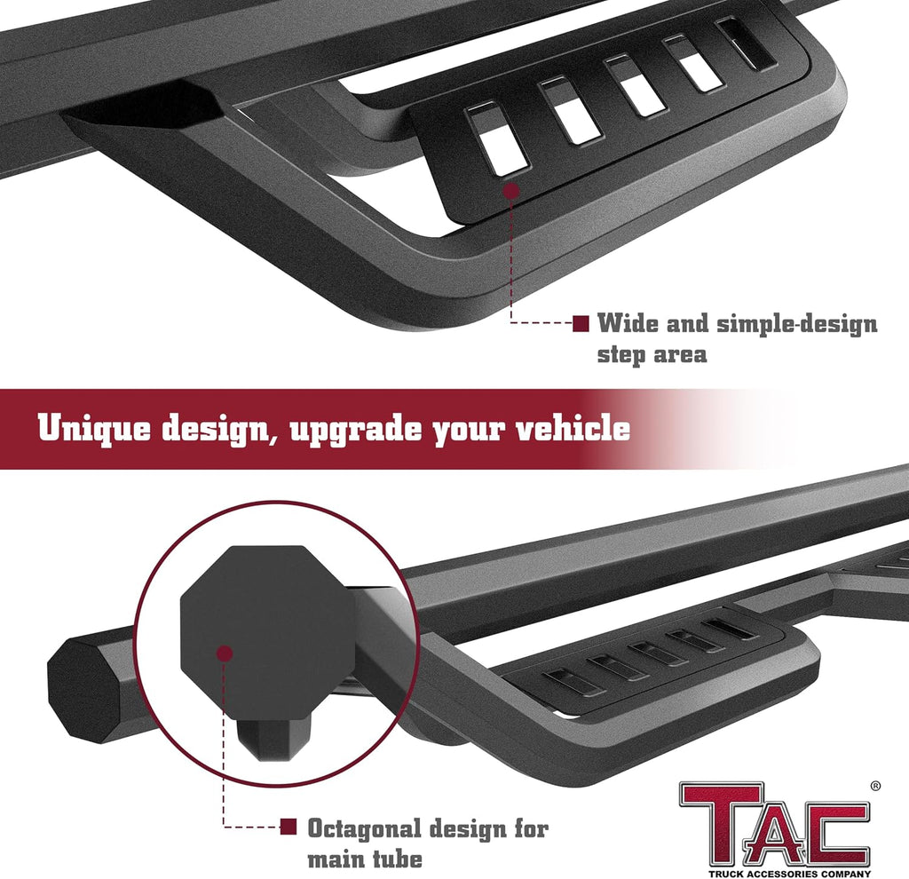 TAC Gen5 Running Boards Compatible with 2005-2026 Nissan Frontier Crew Cab| 4' Drop Side Steps Nerf Bars | Pickup Truck Off-Road Exterior Accessories | Fine Texture Black (2pcs)
