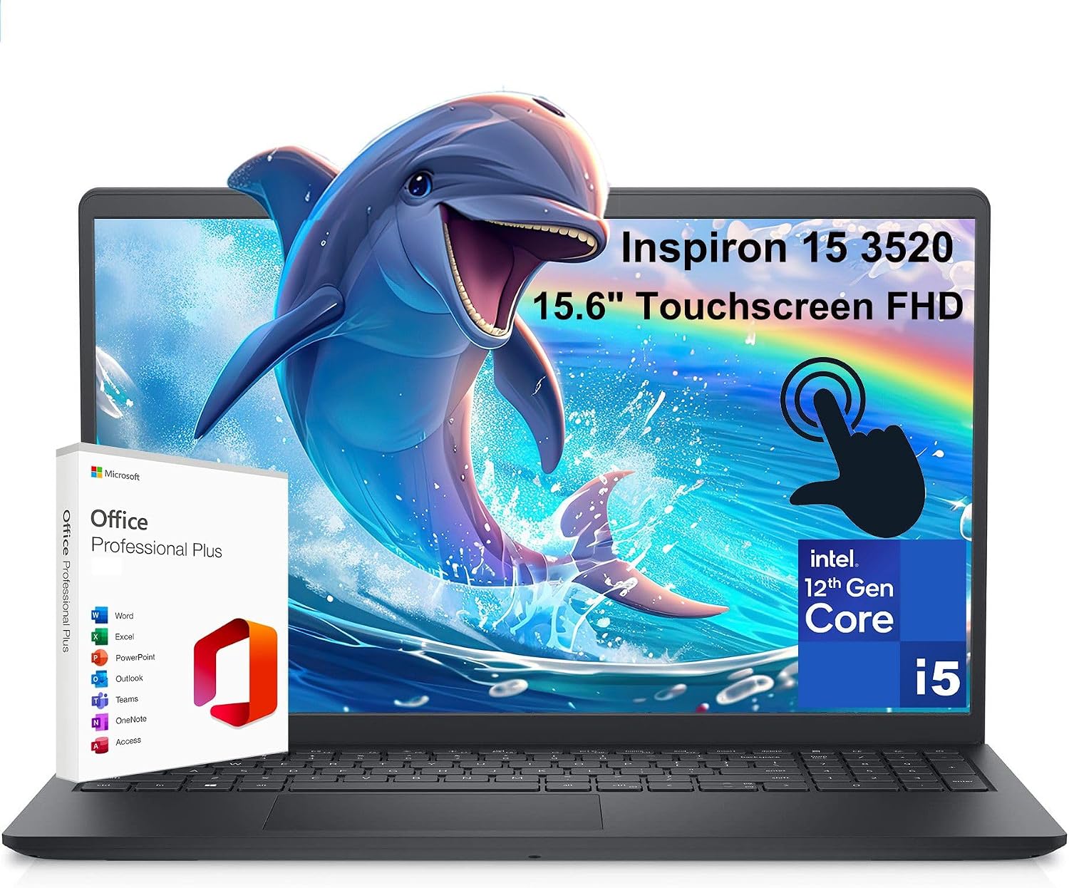 Dell Inspiron 15 3520 3000 15.6' Touchscreen FHD Business Laptop Computer, Intel 10-Core i5-1235U (Beat i7-1195G7), 16GB DDR4 RAM, 512GB PCIe SSD, WiFi, Microsoft Office Annual License, Win 11 Pro S