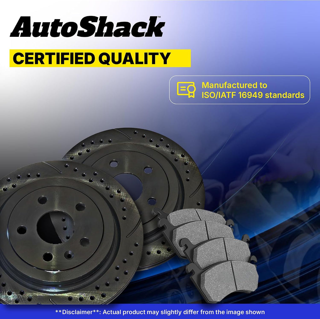 AutoShack Front & Rear Brake Rotors & Premium Pads for Honda, Civic 2006-2011, FWD L4 1.8L - E-Coated Drilled & Slotted - Black Finish - NightGuard
