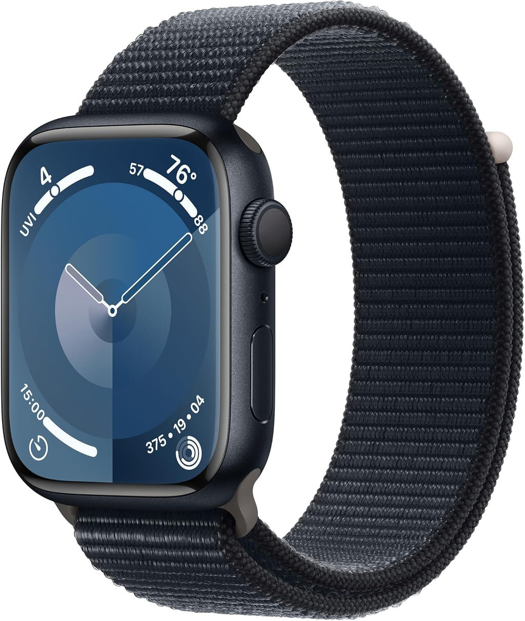Apple Watch Series 9 [GPS 45mm] Midnight Aluminum Case with Midnight Sport Loop Carbon Neutral (Renewed)