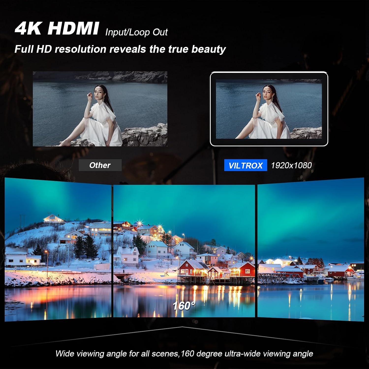 VILTROX DC-X2 6' Camera Field Monitors DCX2 for DSLR Touchscreen External Monitor 4k 2000nits X2 Monitor for Sony Canon Nikon 3D LUT 1920x1080 IPS with Sunshield 2200 MAh Battery
