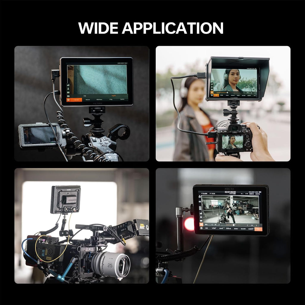 VILTROX DC-L1 7' Camera Field Monitor Touchscreen DSLR Kamera Monitor with 170° Wide View Angle,600 Nits,HD 1280x800 IPS 4K HDMI Loop in/Out with Peak Focus Video Assist Waveform,Battery,Sunshade Hood
