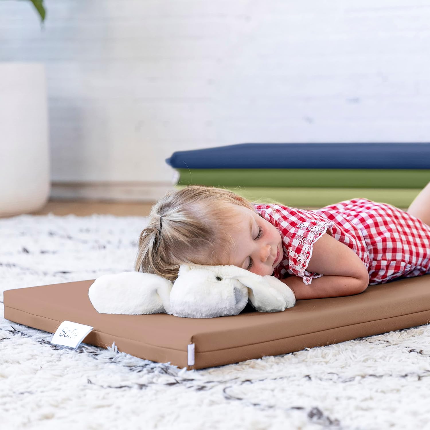 ECR4Kids SoftZone Rainbow Rest Mat, 2in, Sleeping Pad, Earthtone, 5-Piece
