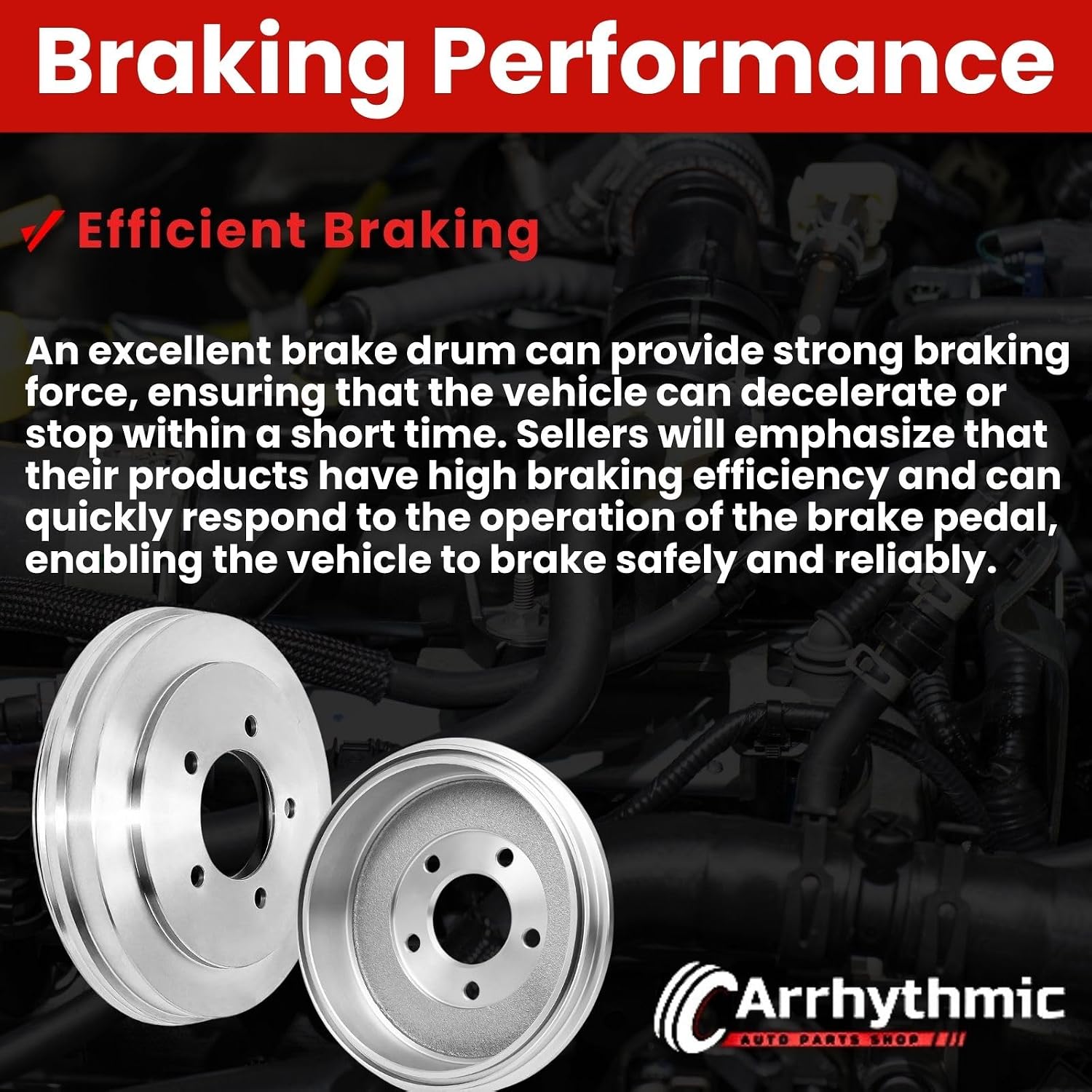 Arrhythmic Brake Drum 2X Rear Automotive Replacement Brake Kit for Honda Civic 1.8L 2006 2007 2008 2009 2010 2011 2012 2013 2014 2015