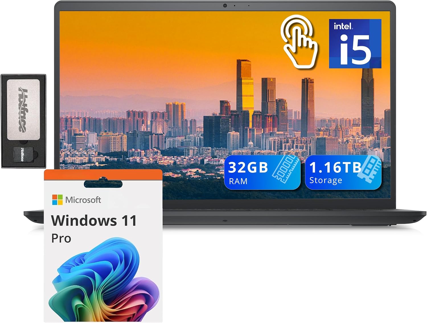 Dell Inspiron 15 15.6' FHD Touch Screen Laptop, Intel i5-1235U, 32GB RAM, 1.16TB Storage(1TB PCIe SSD+160GB Docking Station Set), 720p Webcam, Intel UHD Graphics, WiFi, Win 11 Pro, Black