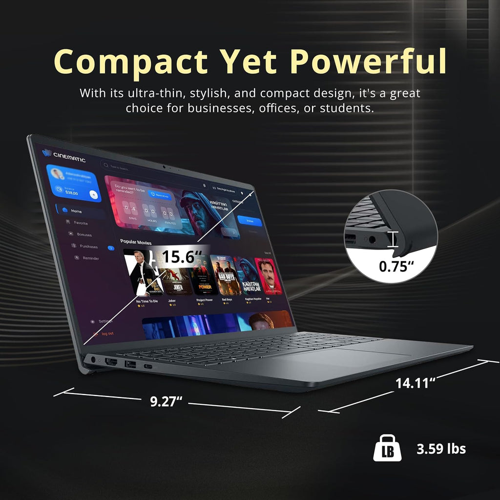 Dell Inspiron 15.6' Anti-Glare FHD Touchscreen Laptop, AMD Ryzen 7 7730U, 32GB DDR4 RAM, 1.16TB Storage(1TB SSD+160GB Docking Station Set), AMD Radeon Graphics, Number Pad, Webcam, Win 11 Pro, Black